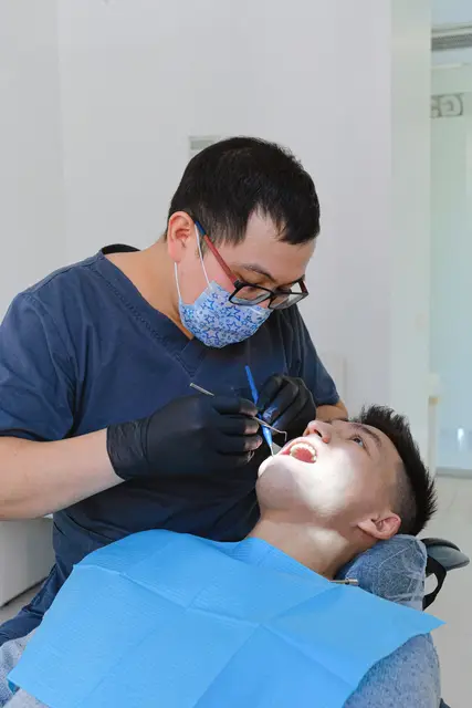 A dentist doing a routine check-up